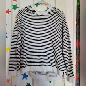 Lightweight Black And White Striped Hoodie